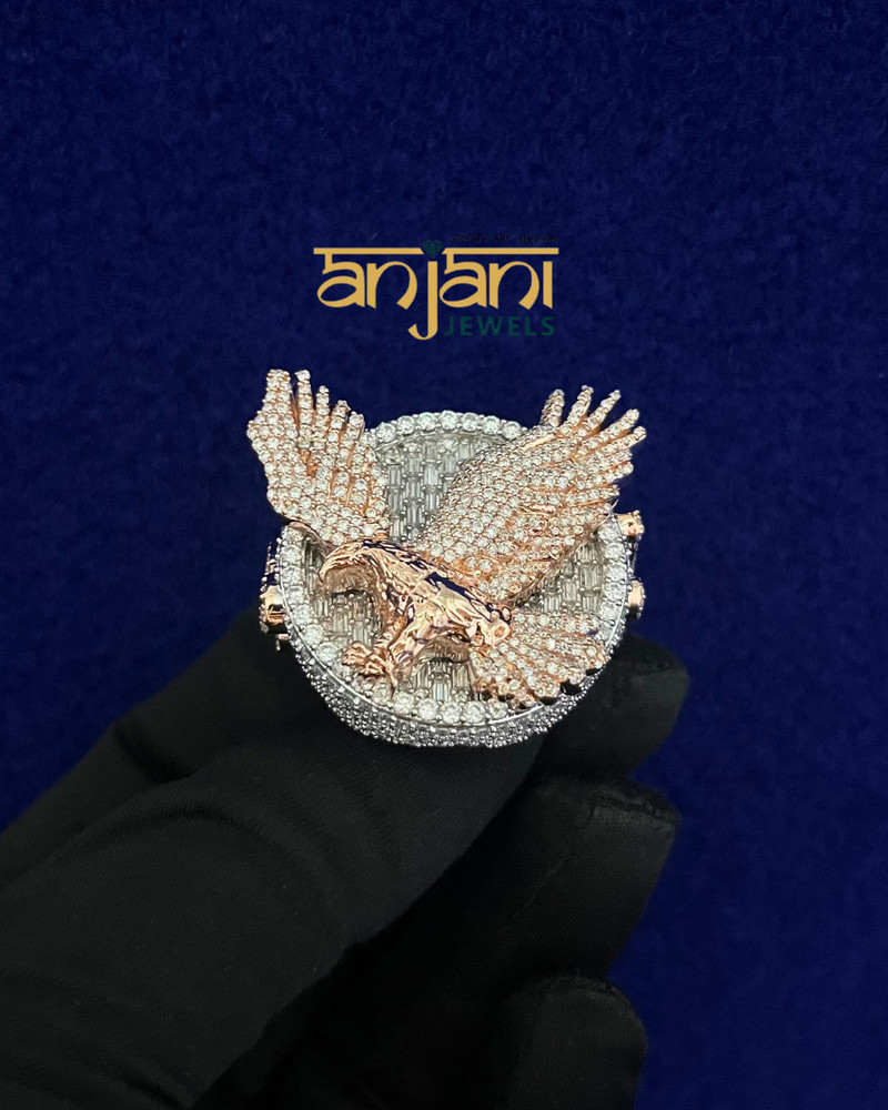 Iced Out Customized "EAGLE RING " Custom VVS1 Moissanite Diamond Silver