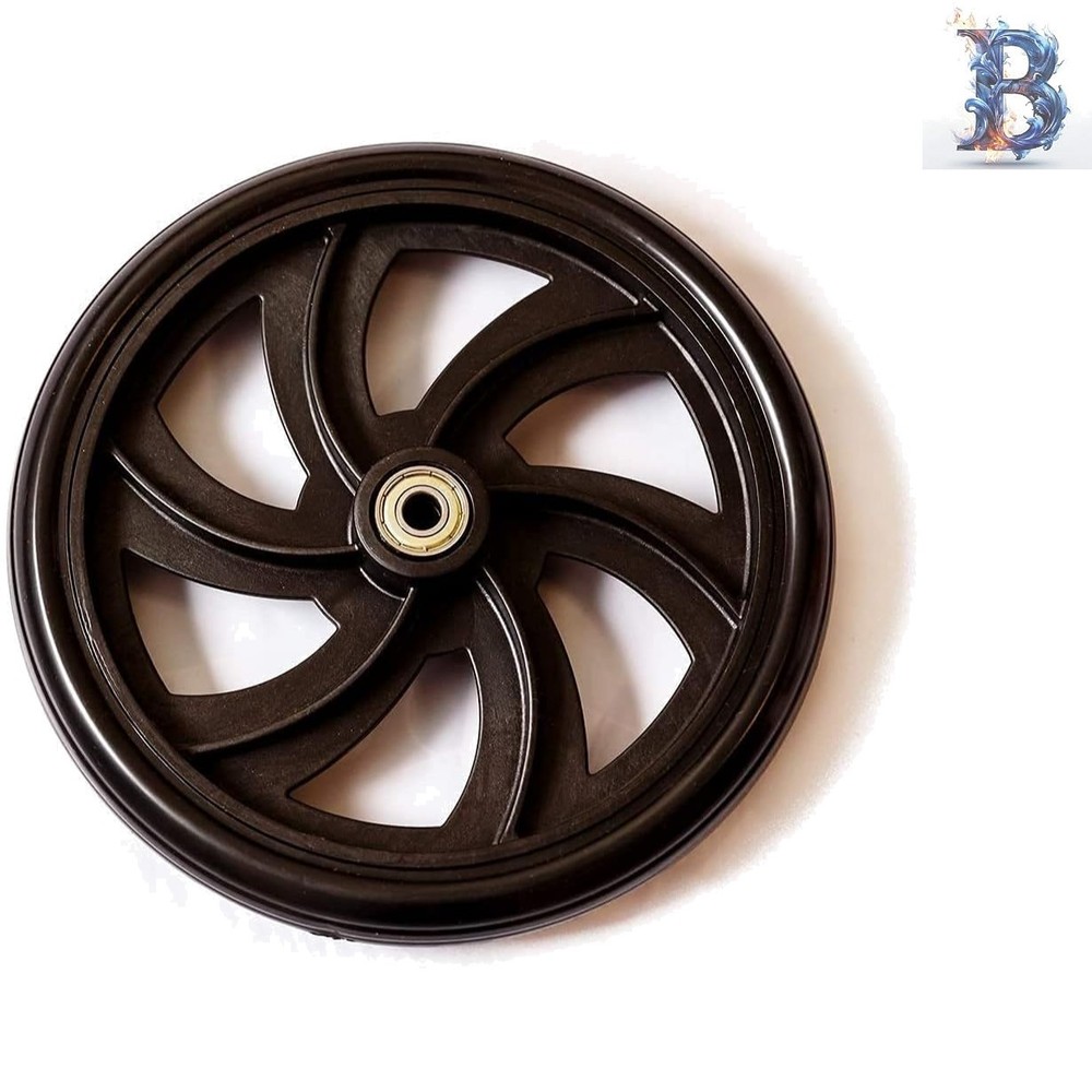 Solid 7.5" Black Flat-Free Wheels for Rollator Mobility - Sturdy Design Included