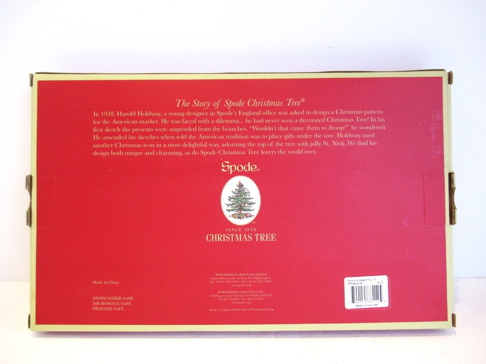 Spode Polka Dot Ceramic 12" Dessert Tray Christmas Tree Design Santa Rectangle