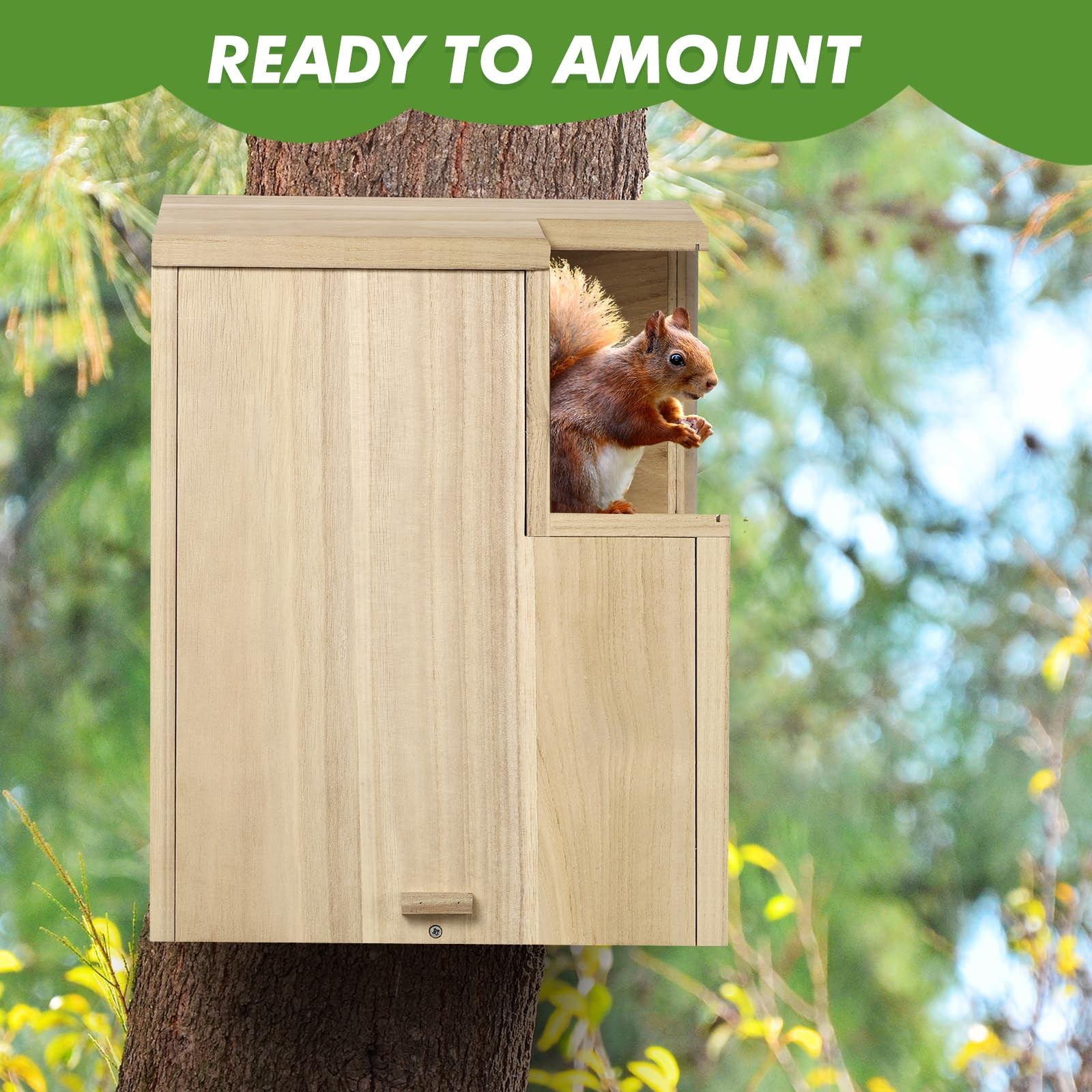Sundia Large Squirrel Family House Pine Coated Nesting Wooden Box for Breeding/L