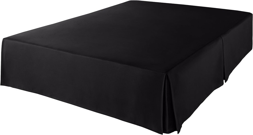 Amazon Basics Lightweight Pleated Bed Skirt, King, Black, Solid Black