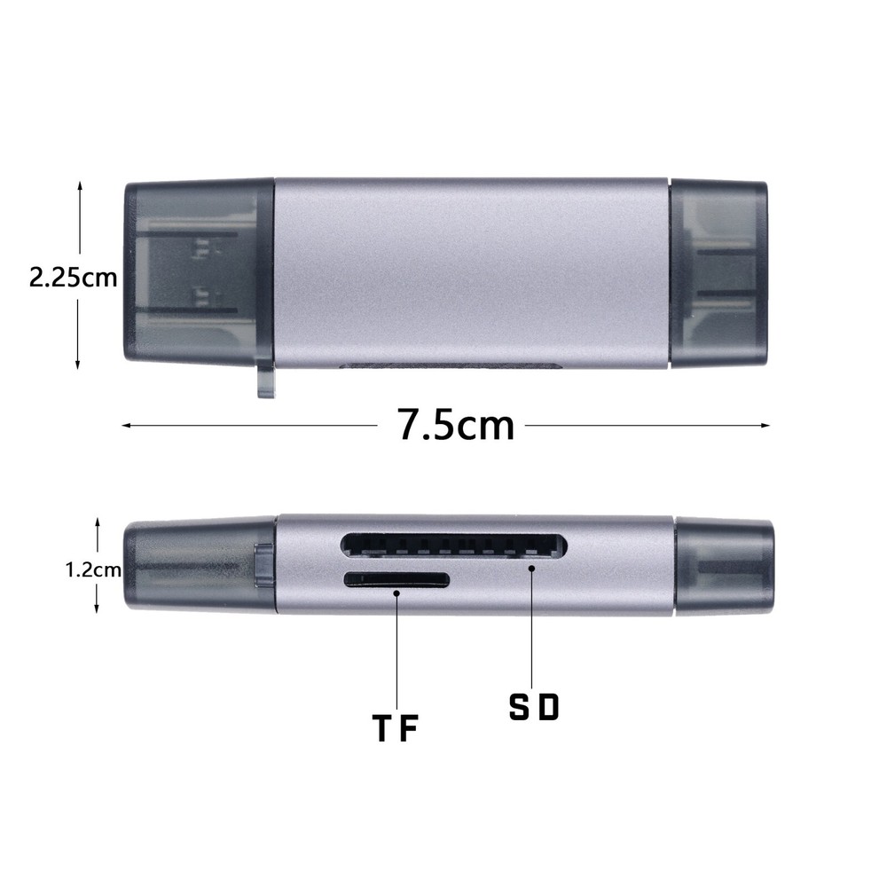 USB 3.0 Type-C SD/TF Dual Card Reader High-Speed Data Transfer for DSLR/PC/MAC