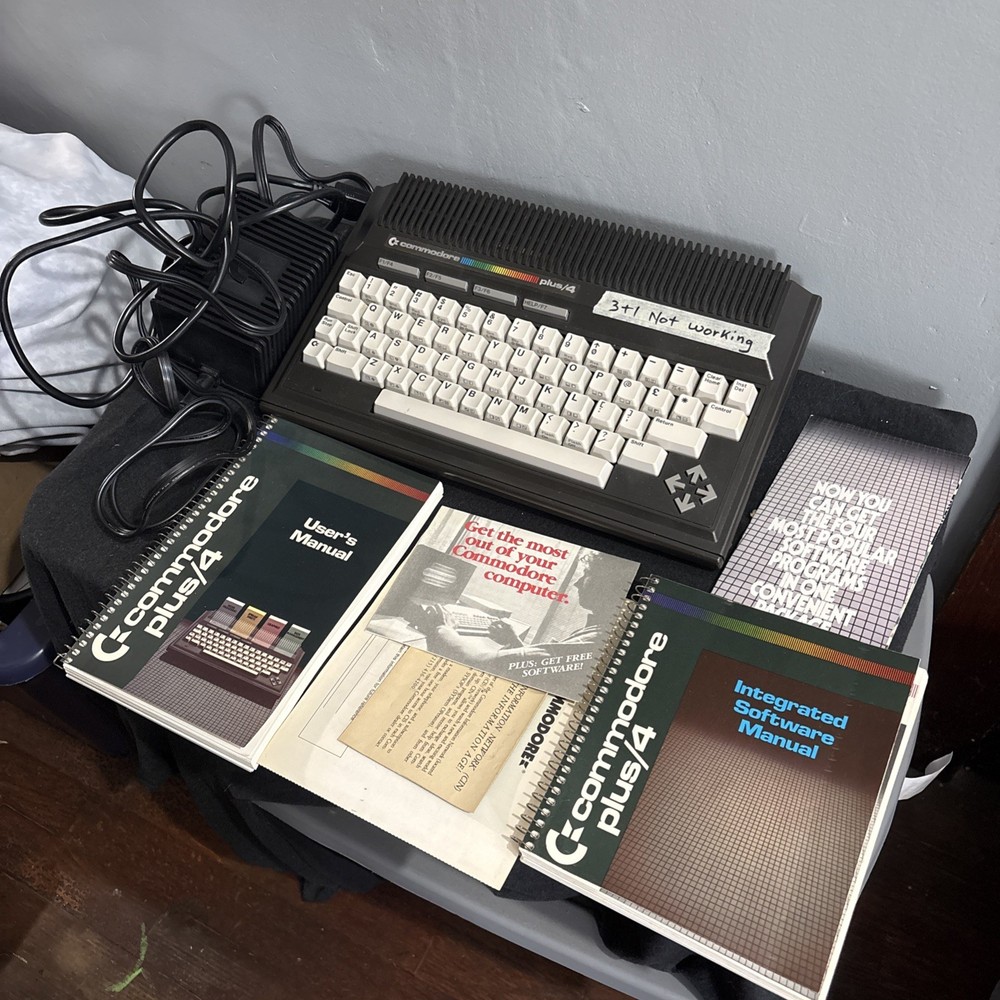 Commodore Plus/4 with Box, Accessories, Manuals 3TL Not Working