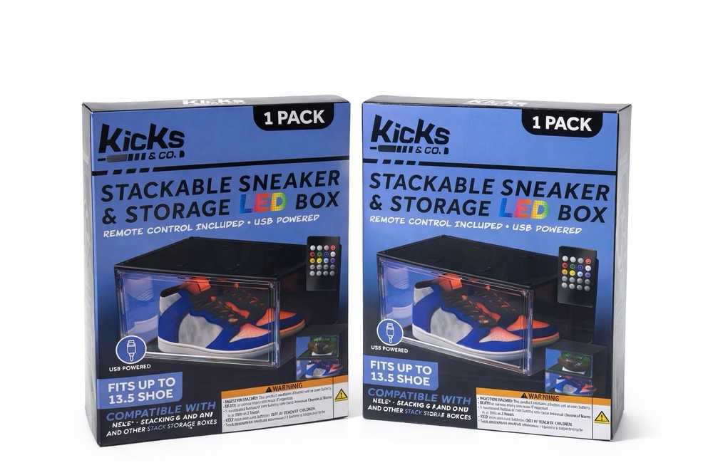 Two Kicks & Co. Stackable Sneaker RGB Led Display Case Magnetic