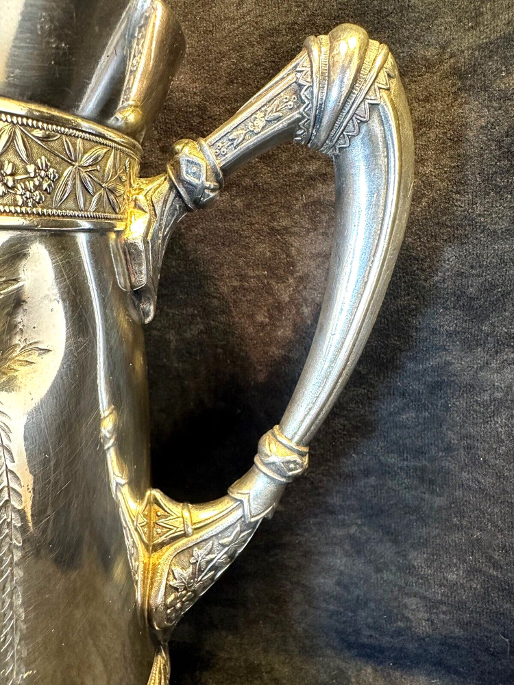 Antique 1868 Rogers & Smith Co. Engraved Silver Plate Insulated Pitcher