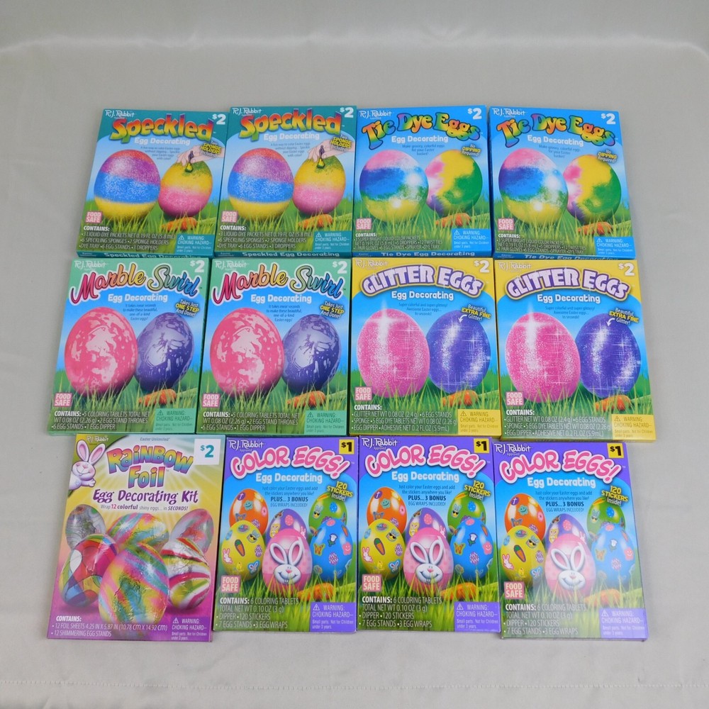 12 Box Easter Egg Decorating Coloring Kits Glitter Speckled Tie Dye Marble #9483