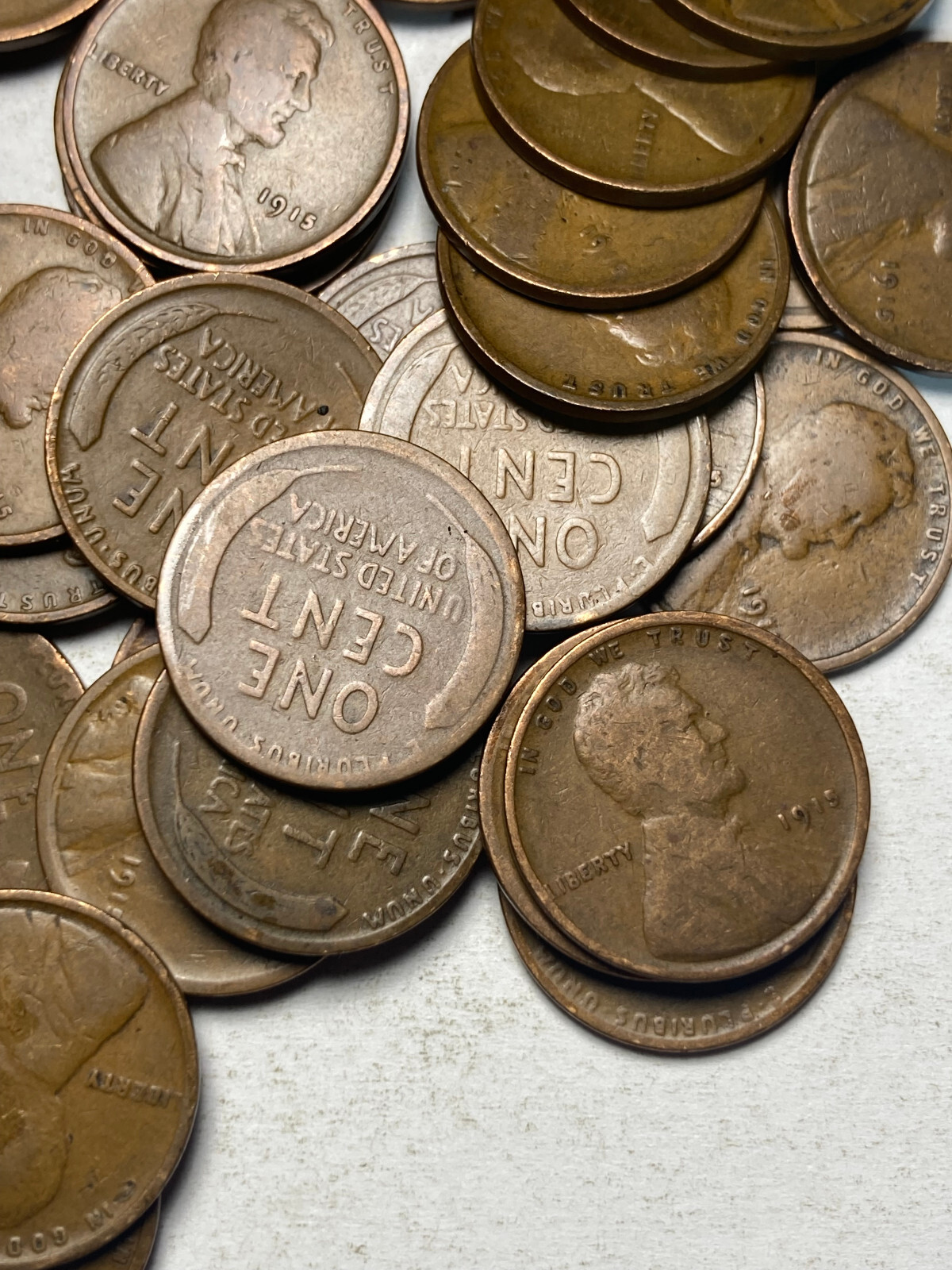 1915 (P) LINCOLN WHEAT CENT ROLL, 50 coins, G/VG condition