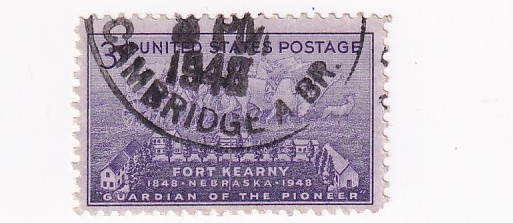 STAMP US SCOTT 970 "Ft. Kearny" 3 CENT 1948 USED DATE CANCEL - D
