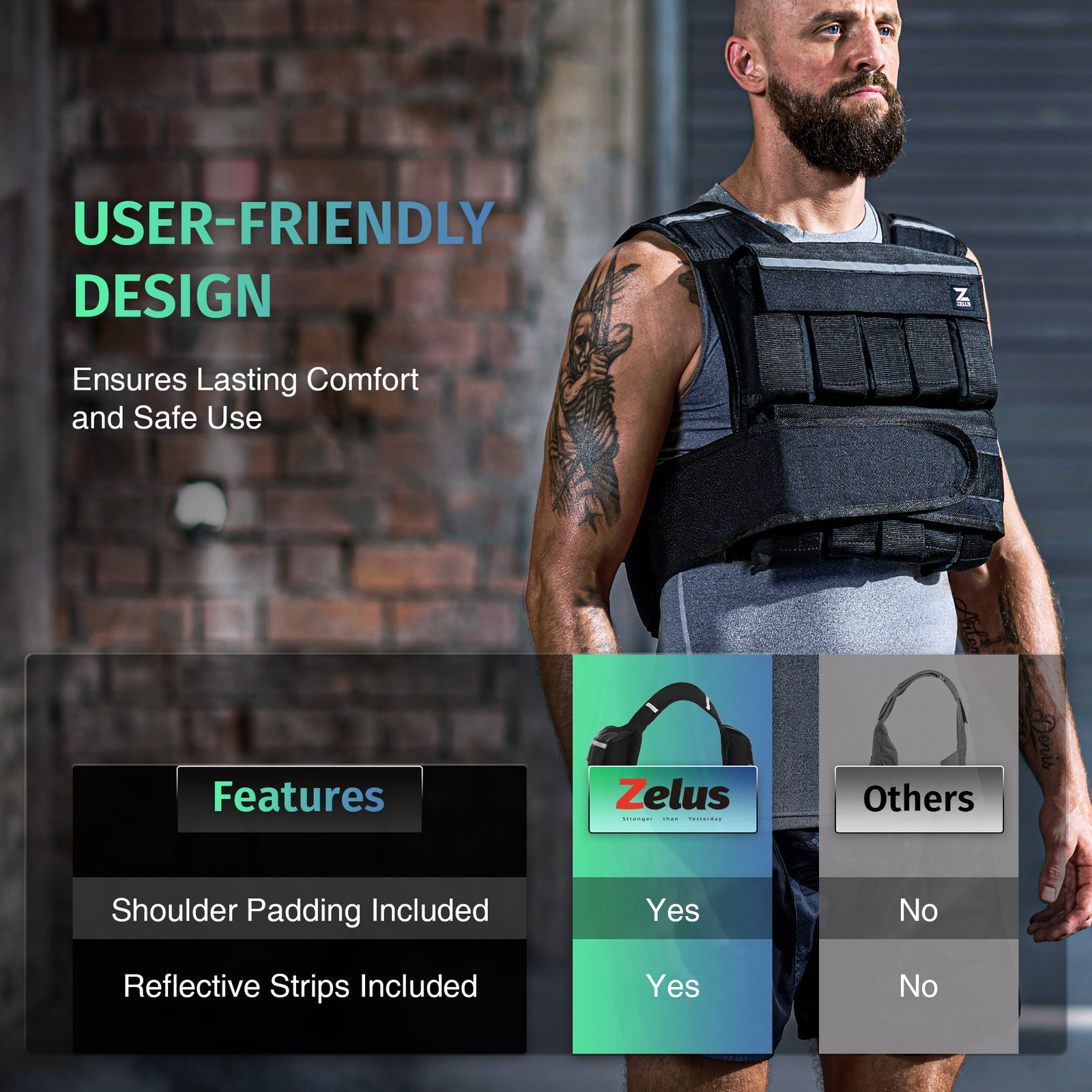 ZELUS 60LB Weighted Vest Adjustable Weight Vest for Men Women Running Workout