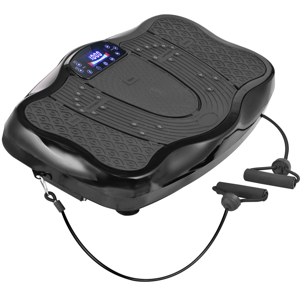 Full Body Workout Vibration Platform Machine wi/ Loop Bands Remote Control Black