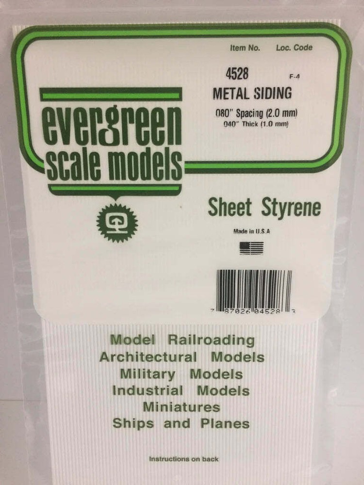 Evergreen Scale Models 4528 Corrugated Sheet Styrene .080" Spacing