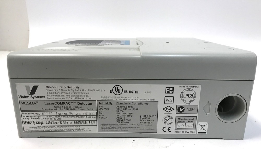 Vesda VLC-505-VN Laser Compact Detector System - Untested Vison Fire/Security