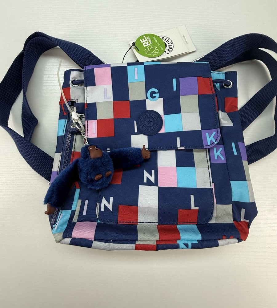 Kipling Kaylin Mini Backpack NWT Multicolor Kipling Cubed Monkey Charm
