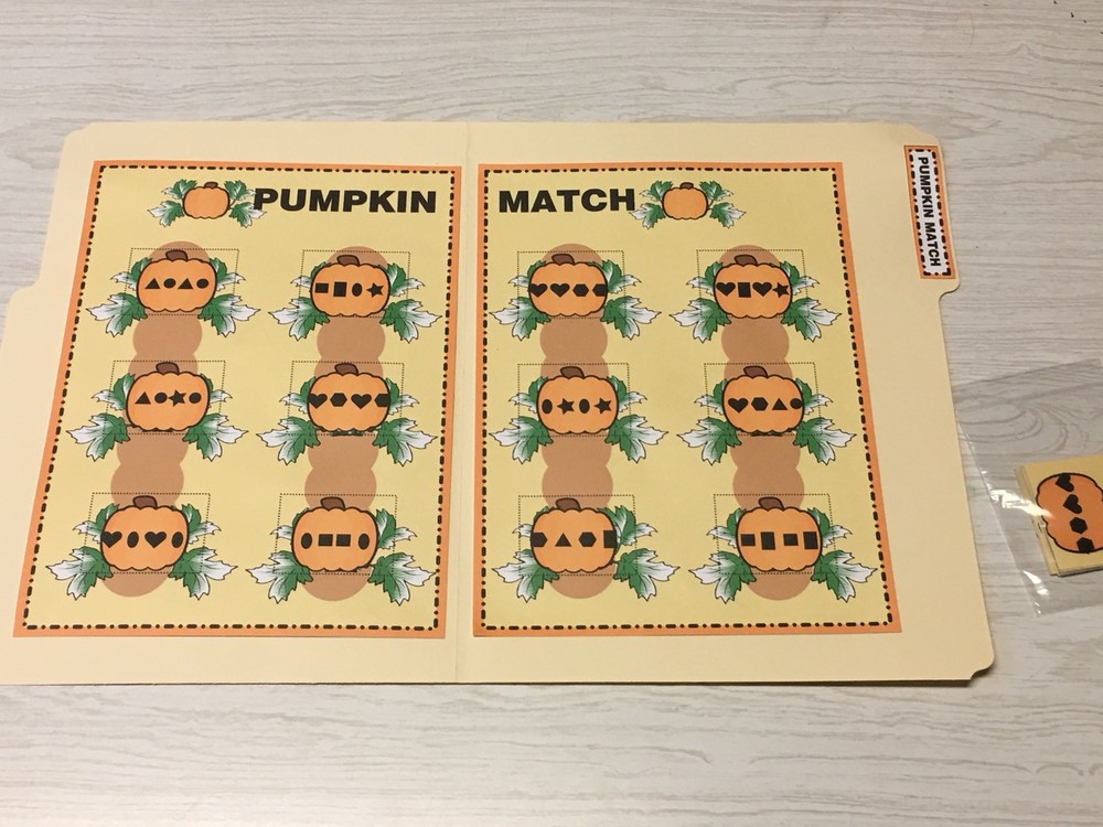 Pumpkin Match - File Folder Game- Activity Set - Teaching Supplies
