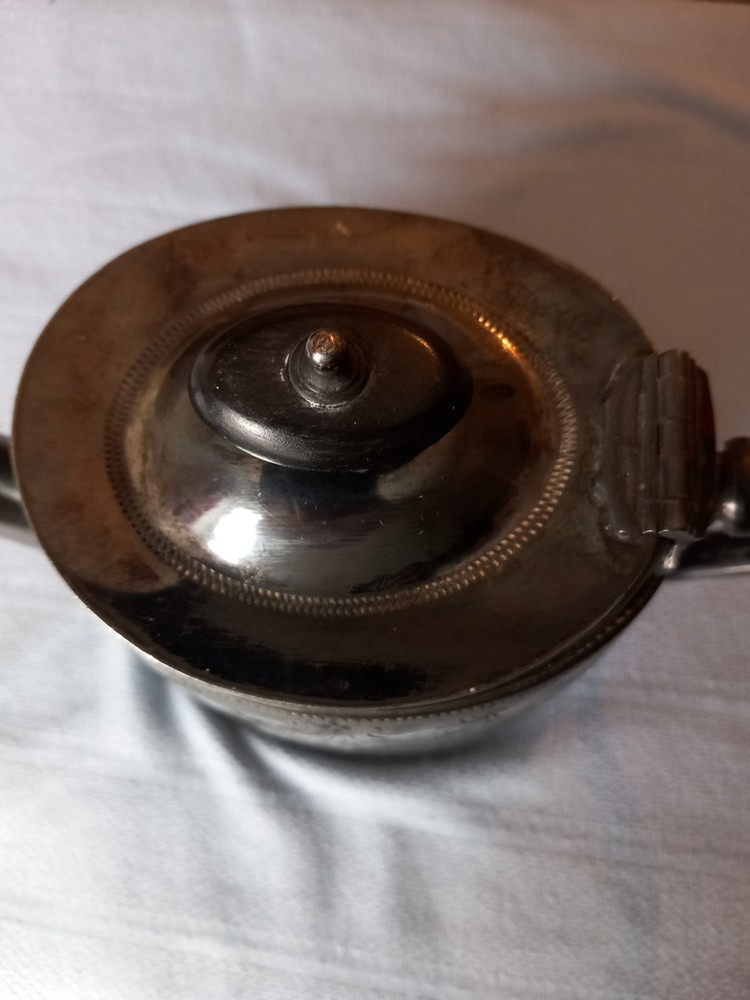 AW & JH Silver Plated Teapot, Ebony Handle, Model 2250.