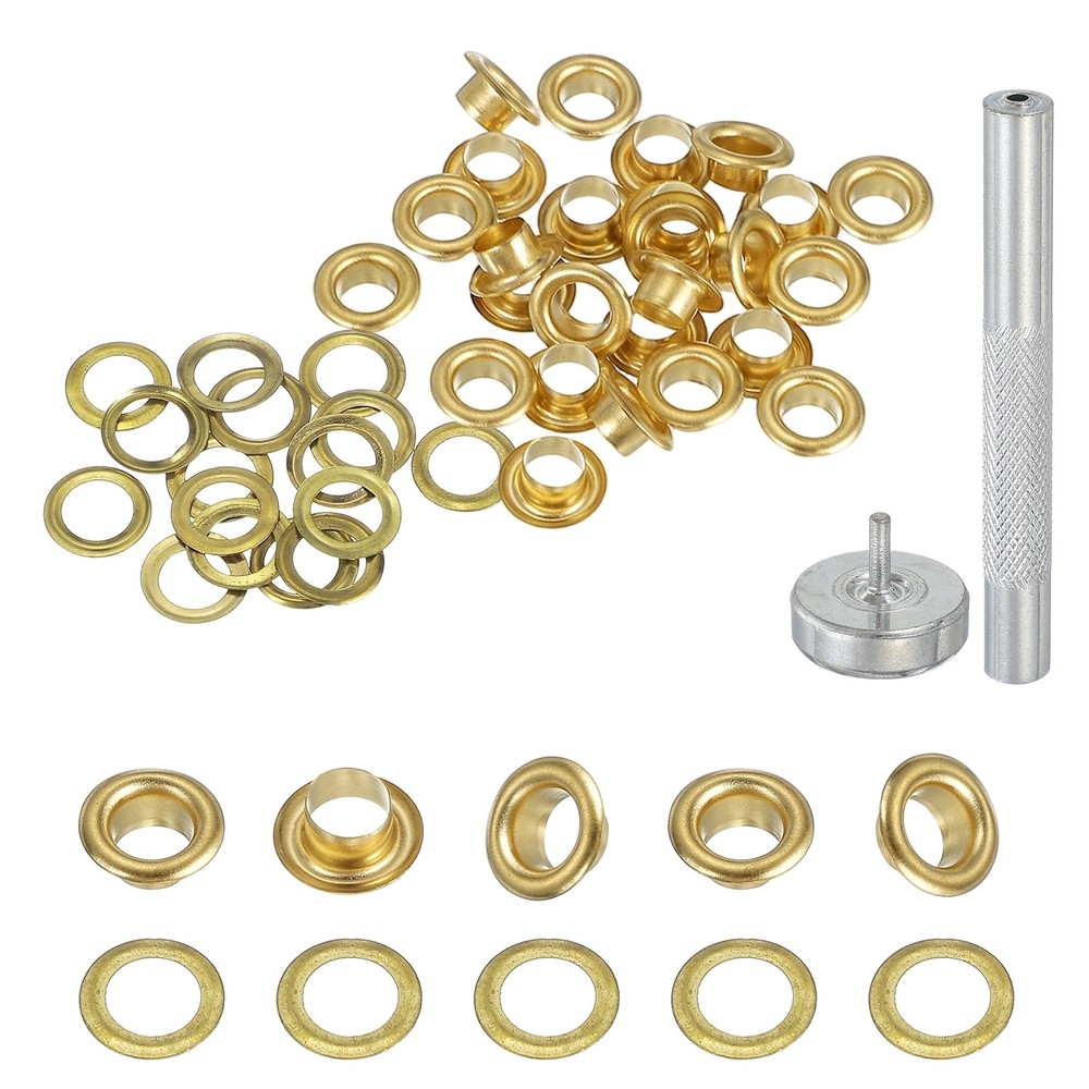 20Set Grommets Eyelets Kit 4.5mm Copper Eyelets with Setting Tool Gold