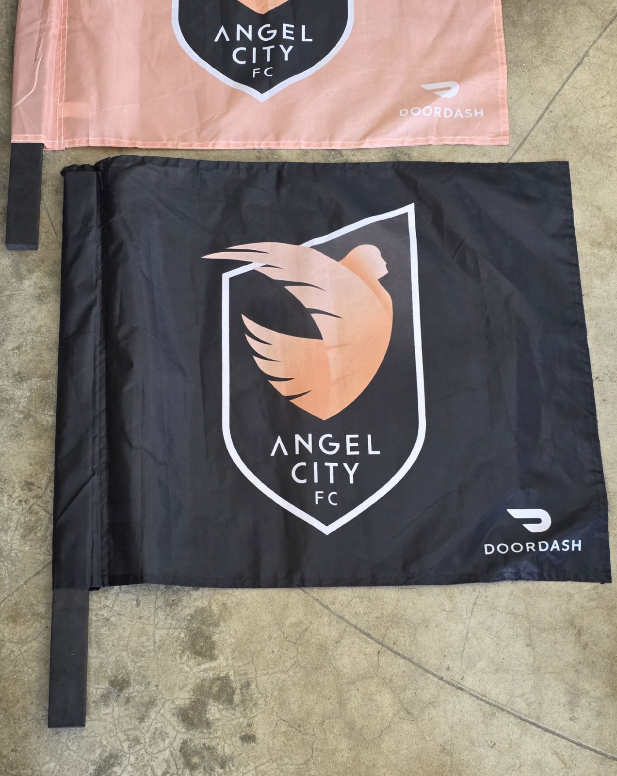 Angel City FC Opening Day Flags - Black & Pink - Los Angeles Football Club! WoW!