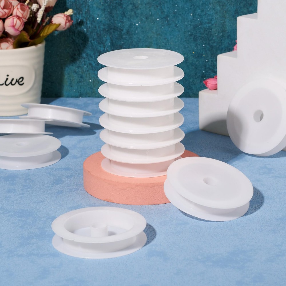 Craftdady 50Pcs Empty Plastic Wire Spools 2.64" in Diameter Thread Bobbins fo...