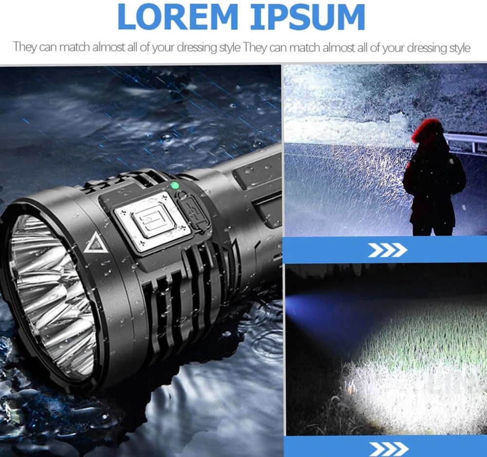 Super Bright 12000000LM 8 LED Flashlight USB Rechargeable Tactical lights NEW