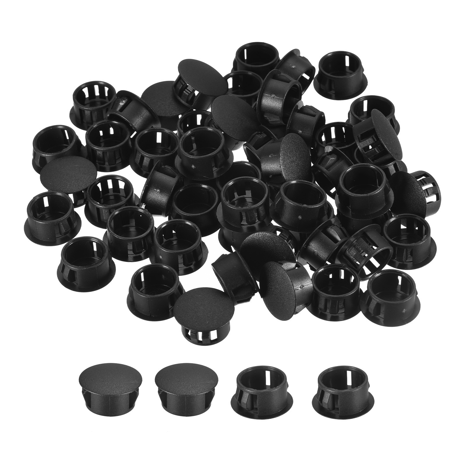 110Pcs 5/8" Plastic Hole Plugs Panel Flush Type Knockout Locking Plugs Black