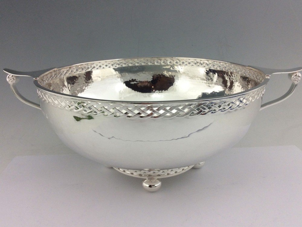 ARTS & CRAFTS  LARGE SOLID SILVER BOWL  A.E.JONES 1924