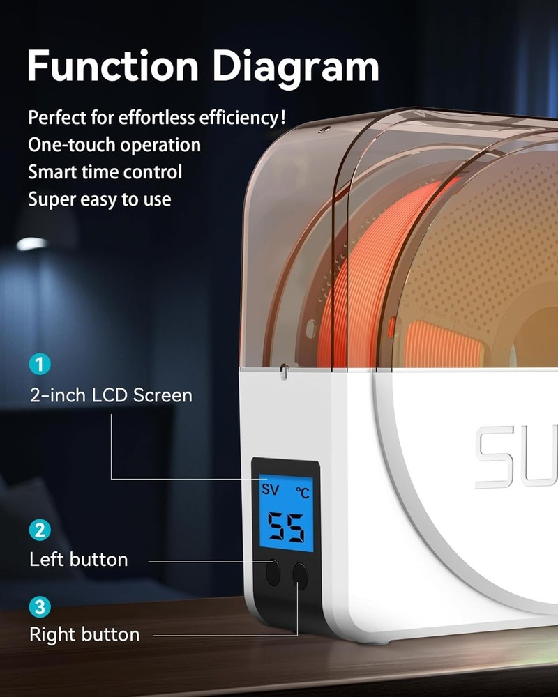 Advanced Filament Dryer with Personal Settings for Different 3D Filament Types