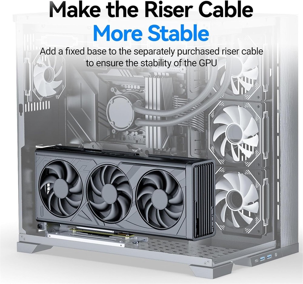 Stylish Black Vertical GPU Holder for Secure PCIe Mounting - Brushed Design