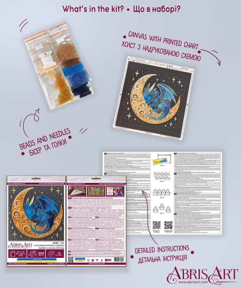 DIY Bead Embroidery Kit Small Dragon Beaded stitching needlepoint beadwork