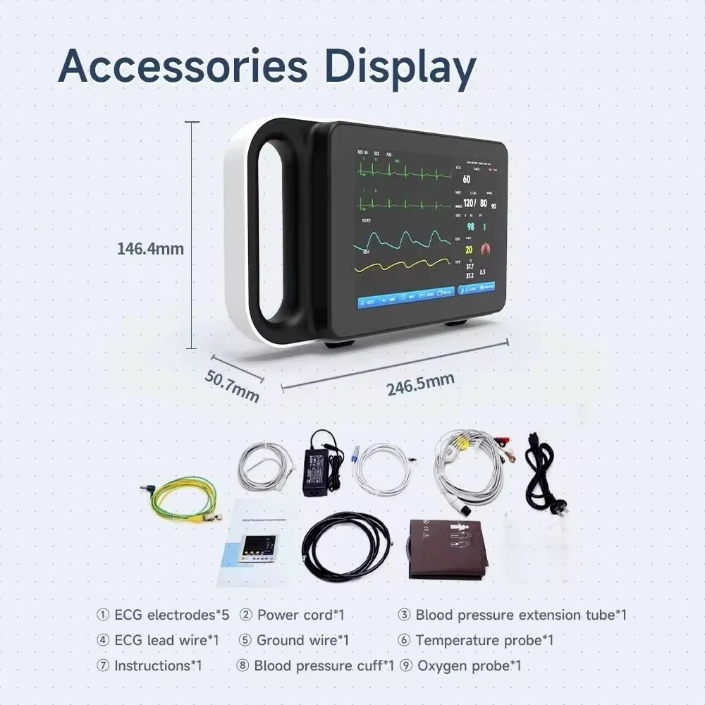 7" Portable Multi-Parameter Patient Monitor, Touch Screen