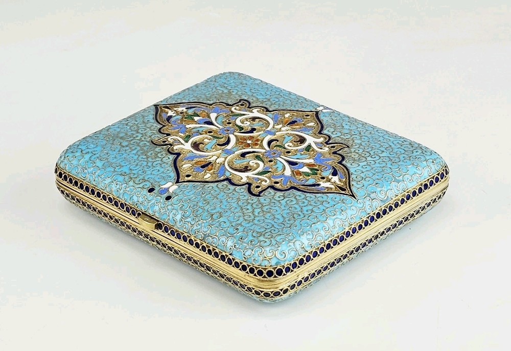 19C Russian Gilt Silver Enamel Cigarette Case
