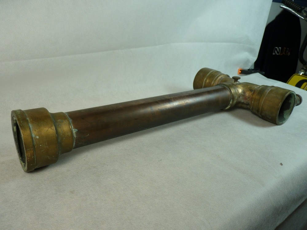 LARGE ANTIQUE SOLID BRASS FIRE BRIGADE HYDRANT STANDPIPE 29" TALL- COLLECTABLE