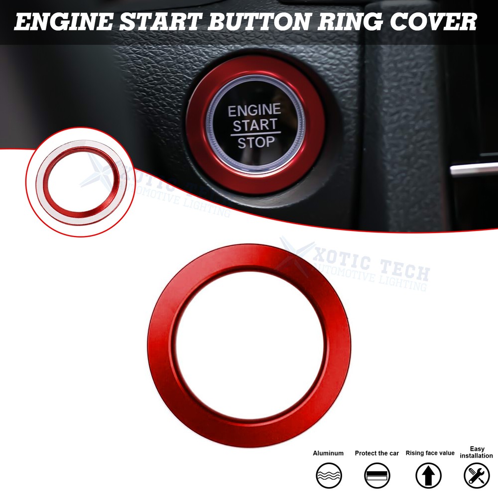 Red Engine Start Push Button Ring Surround Trim For Honda Civic Accord 10th Gen