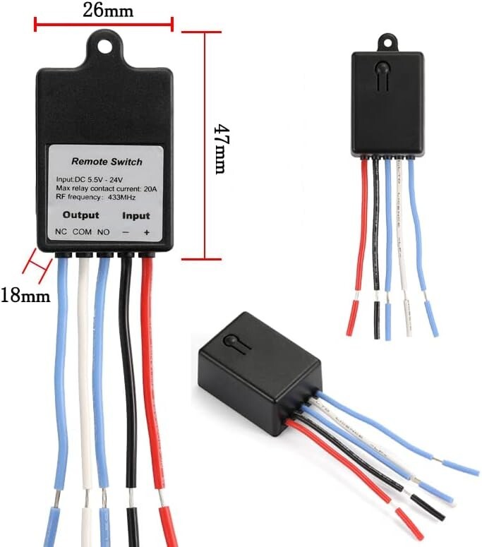 1 Receiver + 2 Transmitter Control Switch DC 12V 24V 1 Channel RF Relay Latched