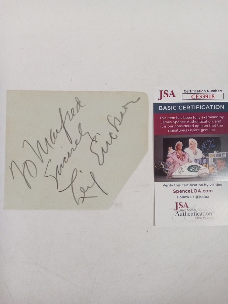 Leif Erickson American Actor Signed Cut JSA -#