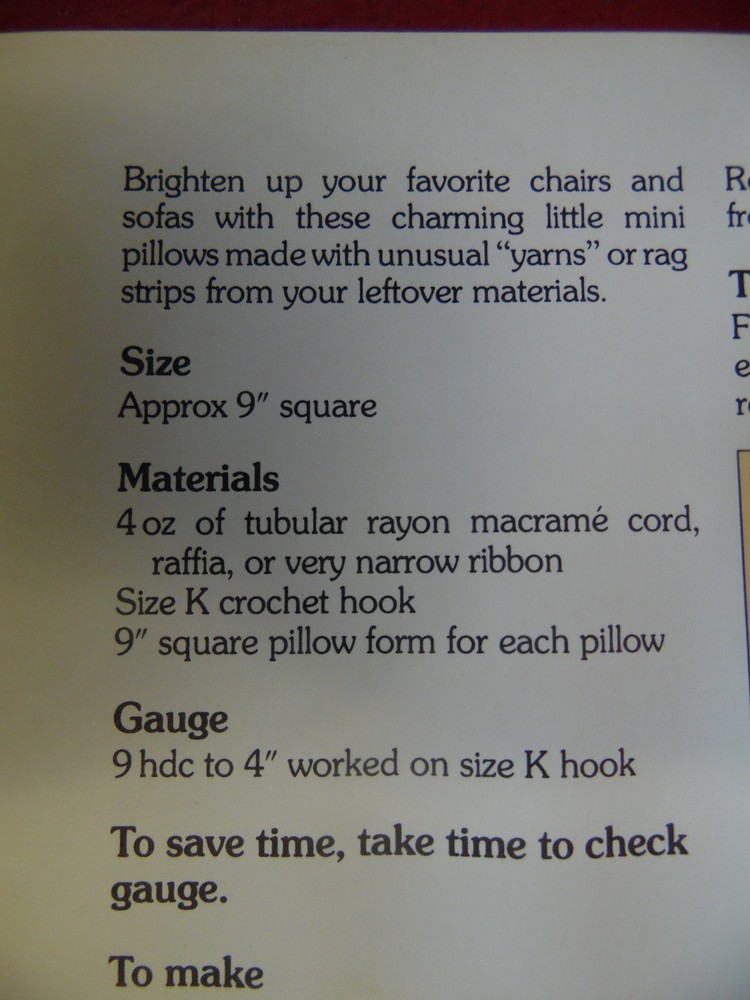 Mini Pillows crochet PATTERN INSTRUCTIONS FREE SHIPPING