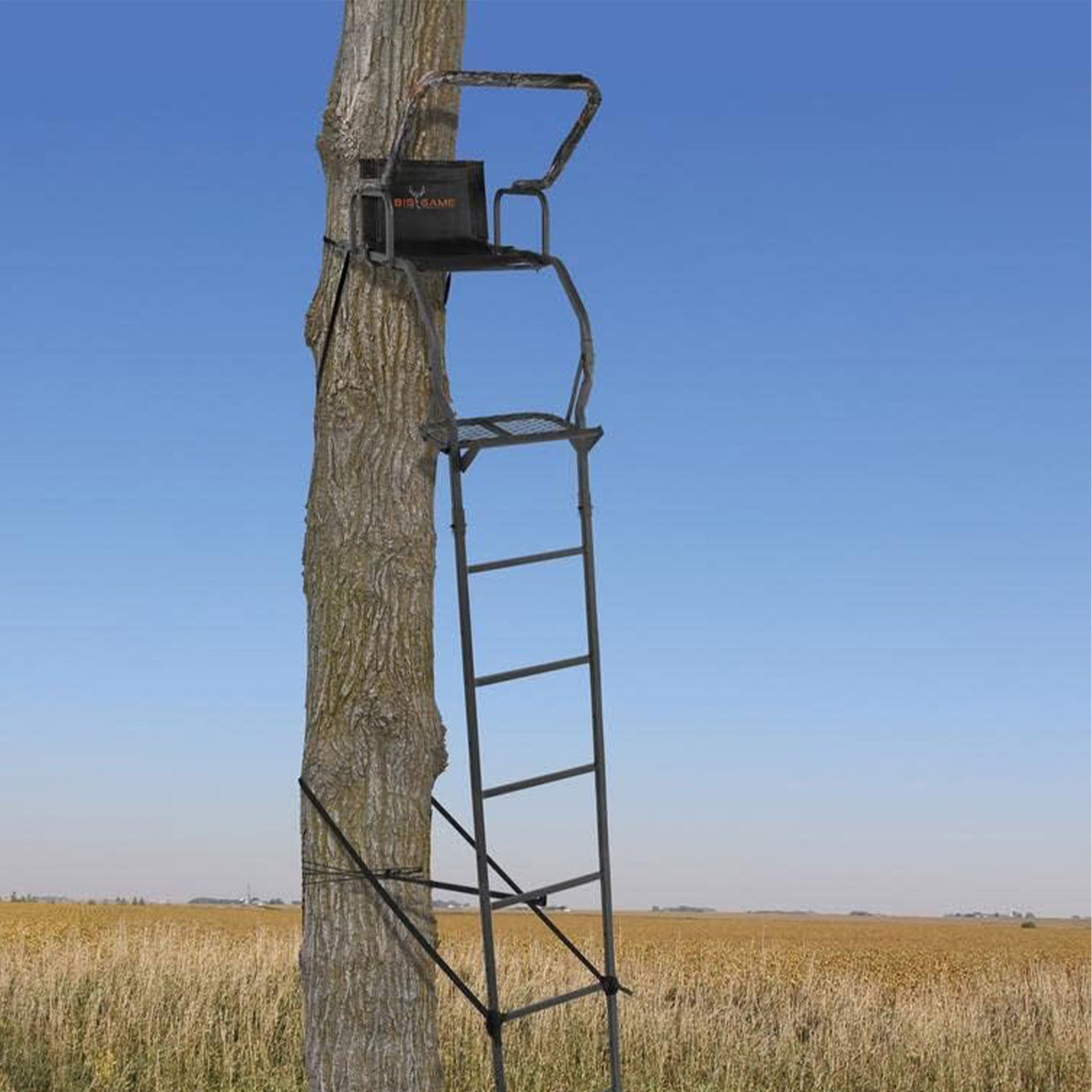Big Game Warrior DXT 17' Deer Hunting Ladder Climbing Tree Stand w/Flex-Tek Seat