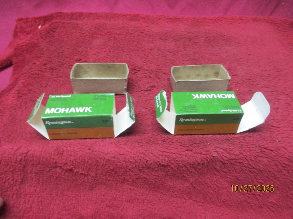 2 Vintage Reminton/Mohawk 22 Long Rifle Boxes., Ammo Boxes, (Empty)