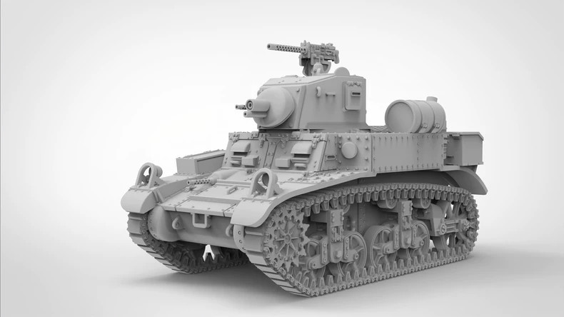 3D Printed 1/72/87/144 US M3A1 Stuart Tank (Satan Modified Version) Model Kit