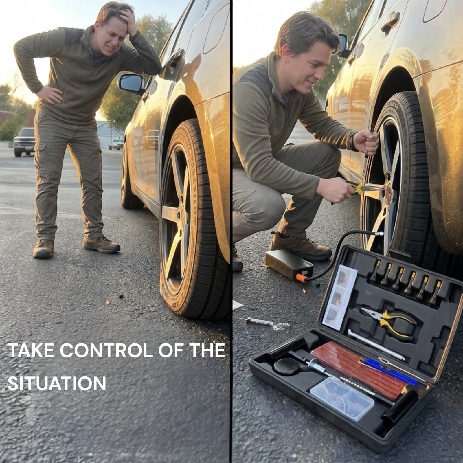 Tire Repair Kit 102pcs Heavy Duty Flat Tire Plug Kit for Car Truck SUV Emergency