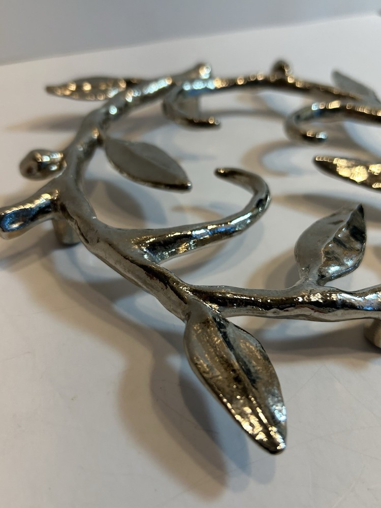Michael Aram Leaf Vine Collection Silver Plated Trivet Skid Resistant Bottom