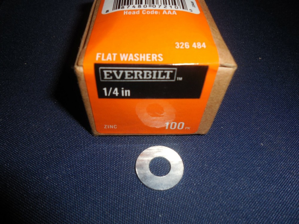 EVERBILT ZINC 1/4 INCH FLAT WASHERS - 100 PER BOX