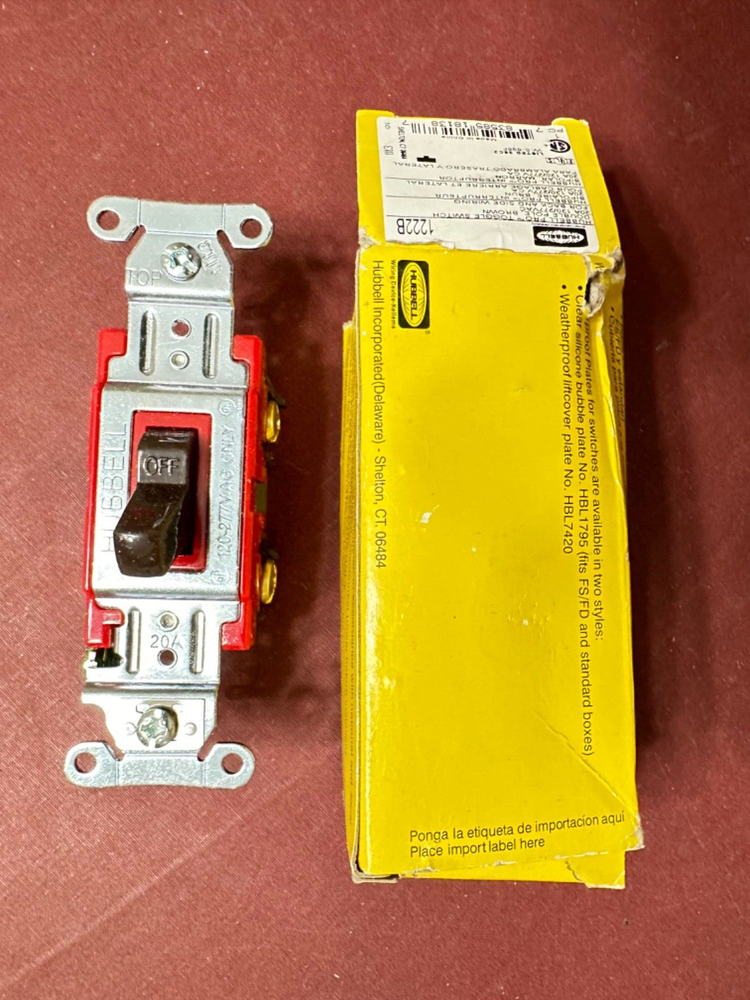 Hubbell 1222B Toggle Switch Hubbell-Pro Double Pole Back/Side Wiring Brown