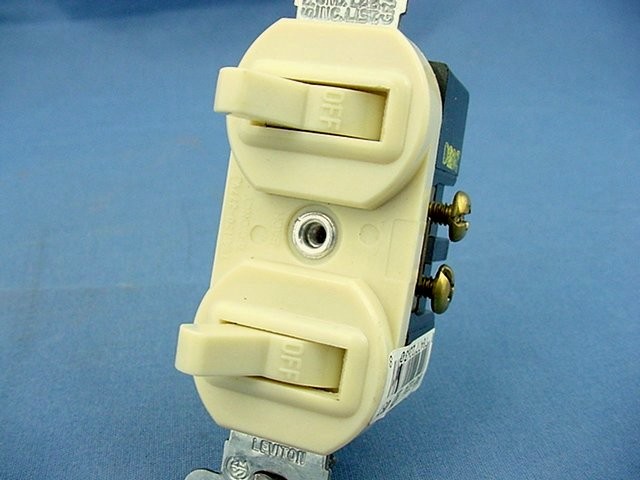 Leviton 5224-I Ivory Double Wall Light Switch Duplex Toggle 15A Single Pole Bulk