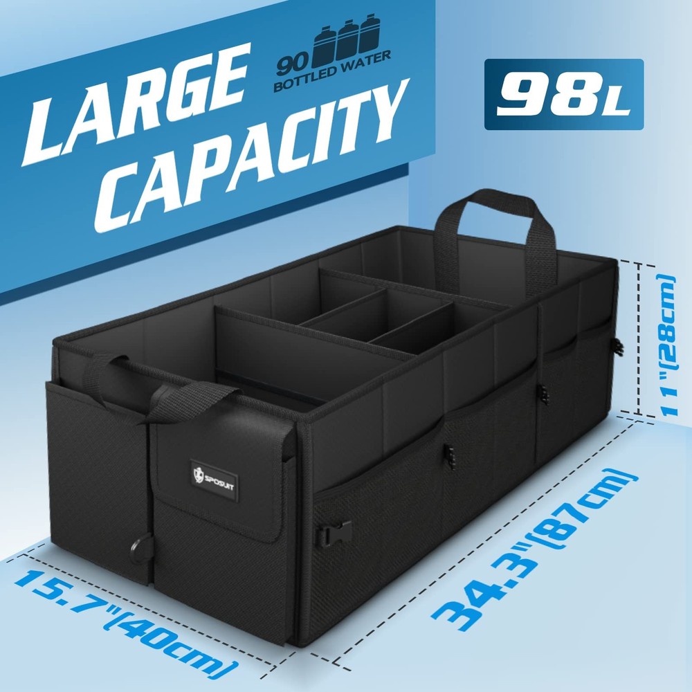 Sposuit Trunk Organizer with Large Cooler, Black