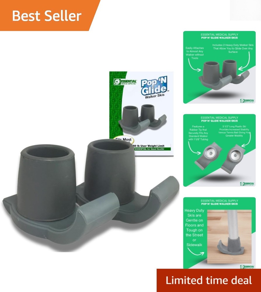 Universal Fit Pop & Glide Walker Ski Glides - Safe & Easy Mobility Solution