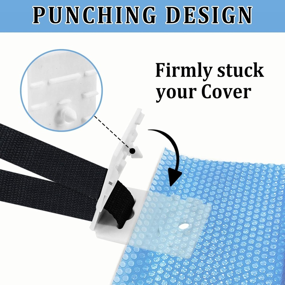 8-Pack Pool Cover Strap Kit with Hook & Loop Fasteners for 10-24ft In-Ground ...