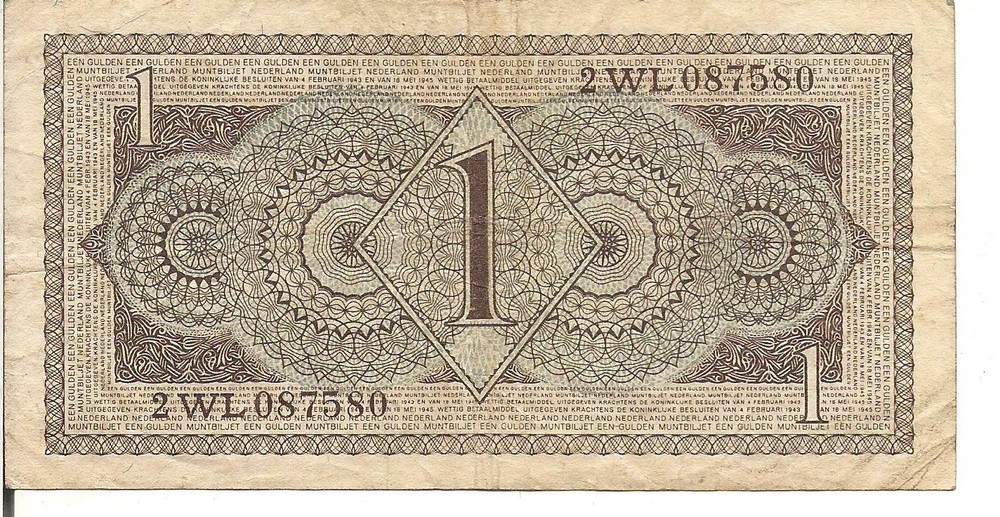 NETHERLANDS ,1 GULDEN, P#72, 1949