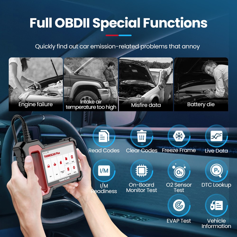 THINKSCAN PLUS S4 OBD2 Scanner ABS SRS EPB 5 System Diagnostic Tool FCA AutoAuth