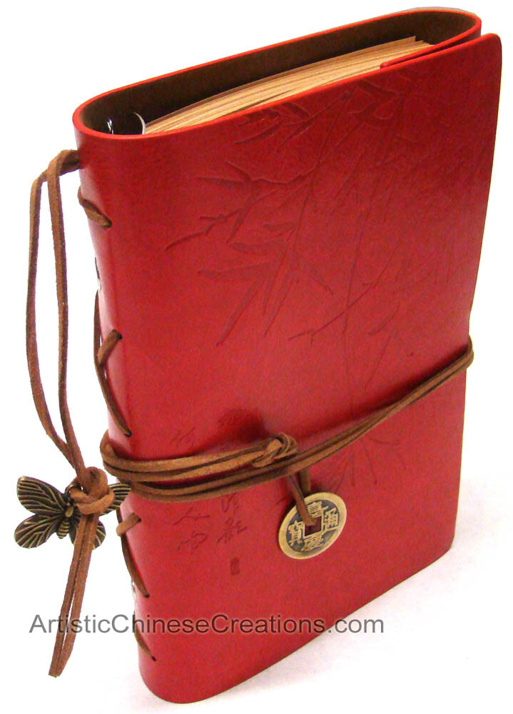 Asian Bamboo Leather Journal - Red
