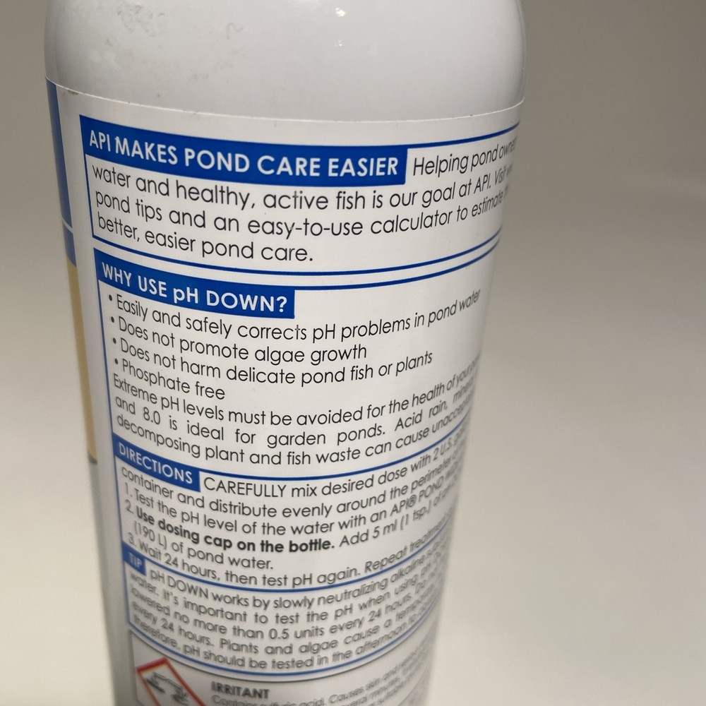 API POND PH DOWN Pond Water PH Reducing Solution 16-Ounce Bottle, White,